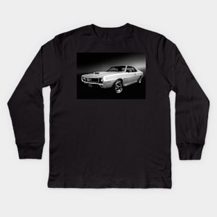 1970 AMC Javelin SST B/W Kids Long Sleeve T-Shirt